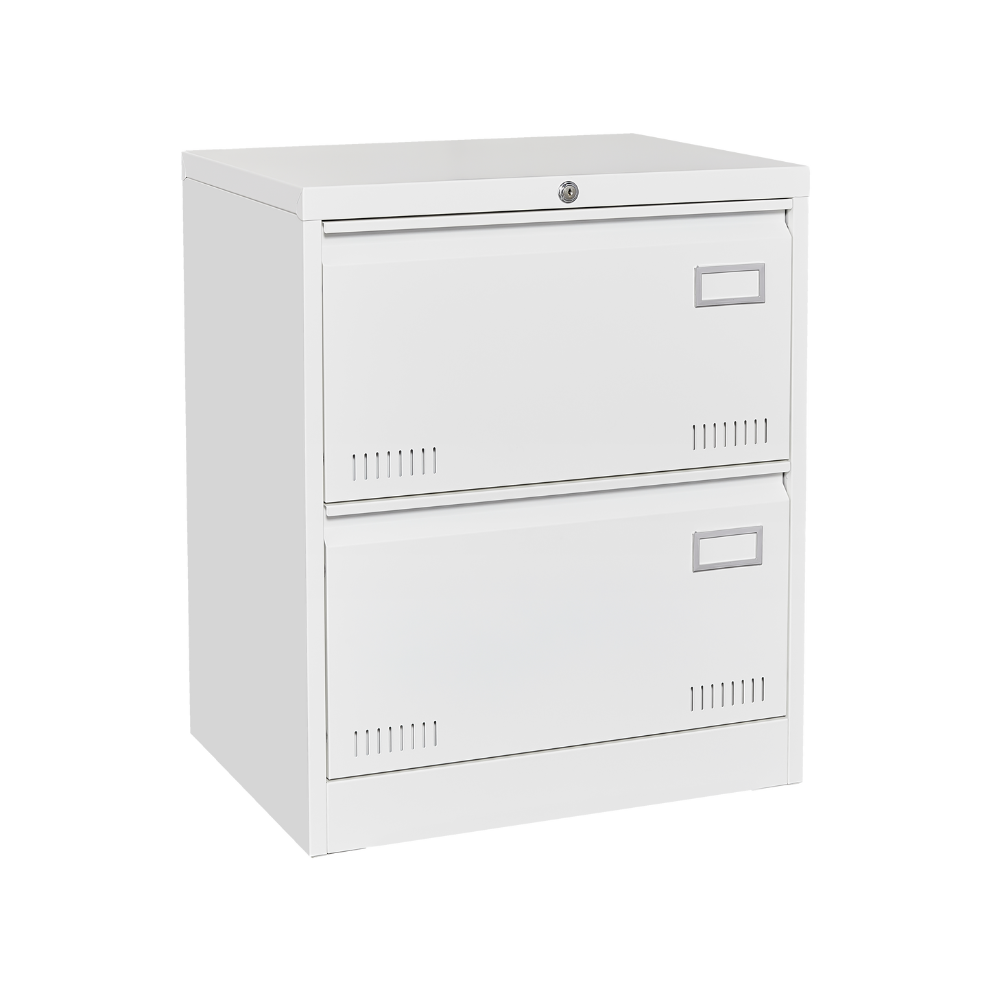 Horizontal file cabinet, 2 drawers, white file cabinet with lock, metal file cabinet with lock, 3 drawers, legal office cabinet - Korvel