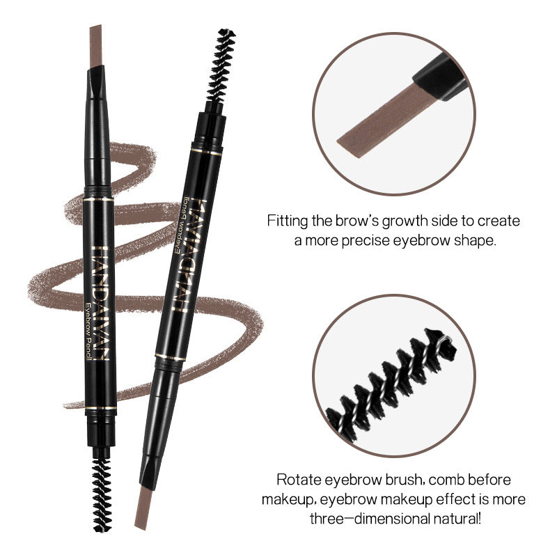 HANDAIYAN 5 Colors Automatic Rotating Eyebrow Pencil Double-ended Waterproof Triangle Eyebrow Pencil - Korvel