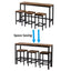 TOPMAX Counter Height Extra Long Dining Table Set with 3 Stools Pub Kitchen Set Side Table with Footrest Brown - Korvel