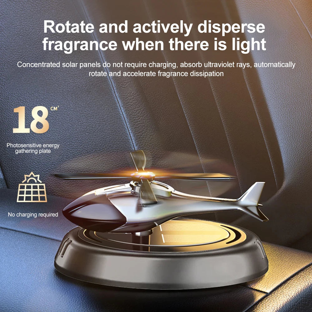 Solar Rotating Helicopter Aromatherapy Car Ornaments Car Air Freshener Alloy + ABS Wooden Aromatherapy Machine - Korvel