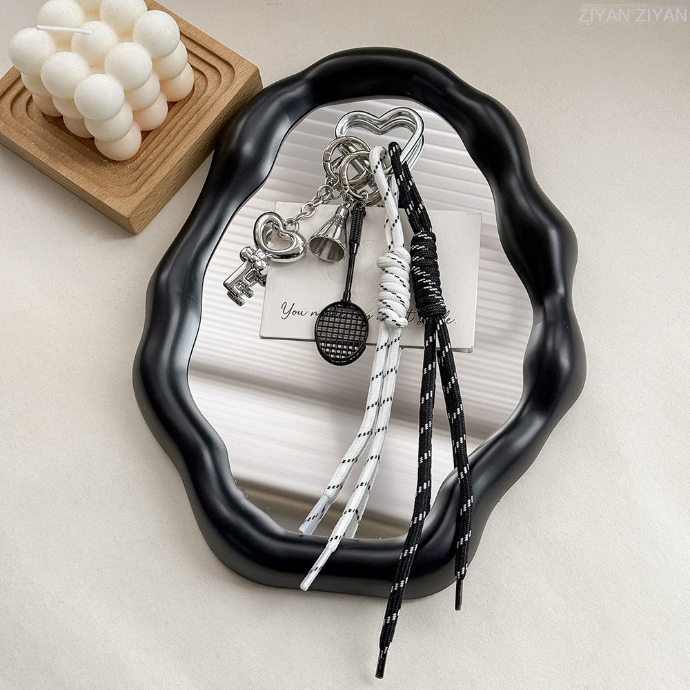 Miu Style Bag Charm Couple Edition Billiard Black 8 Decorative Chain Korean INS Alloy Badminton Climbing Keychain - Korvel