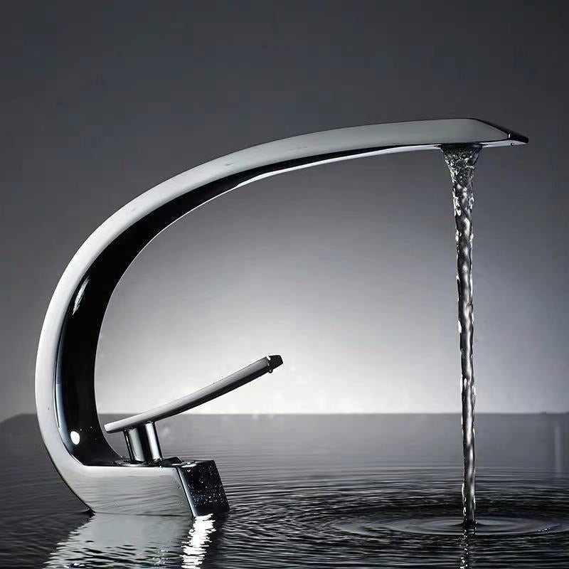 Black all copper single hole cold and hot faucet creative sink for washing hands and faces under the table - Korvel