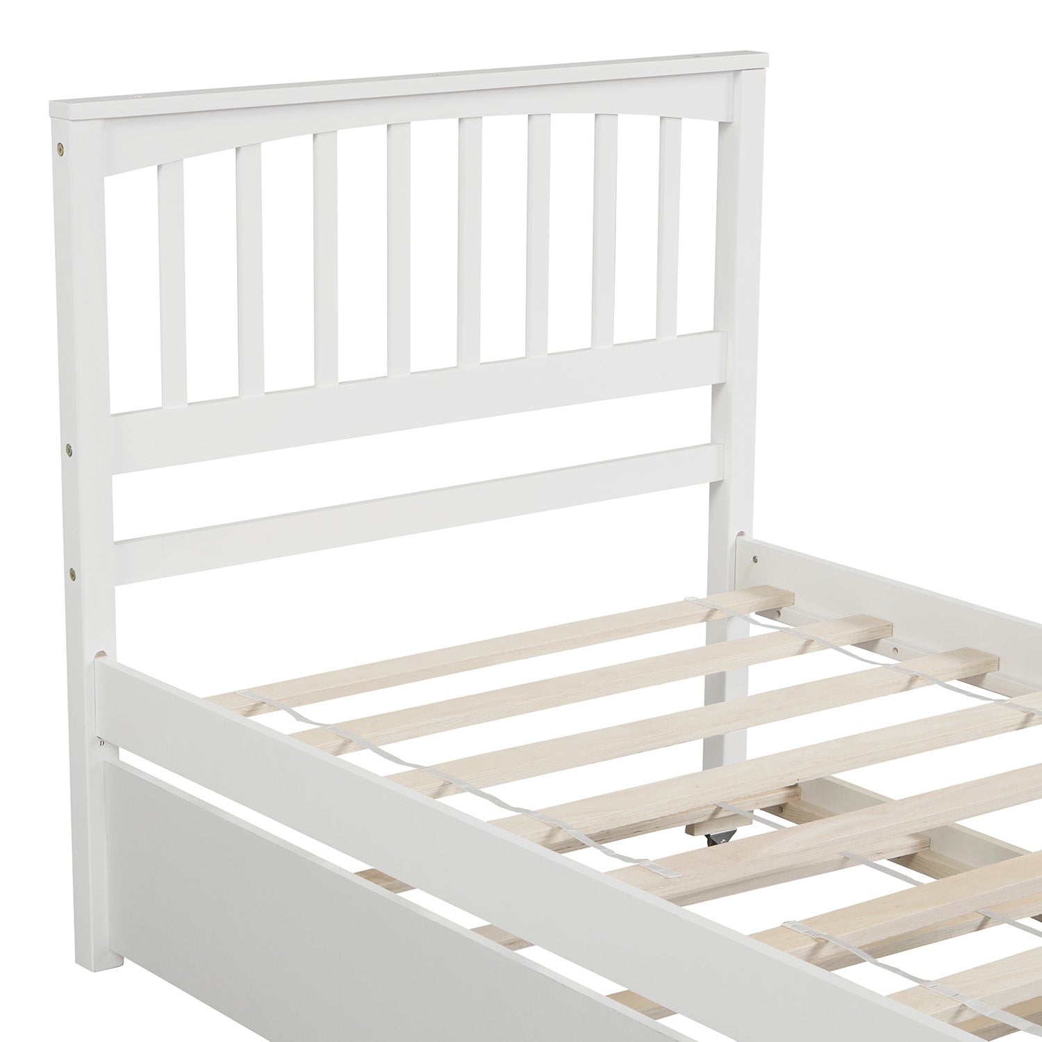 Twin size Platform Bed with Trundle White - Korvel
