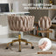 Velvet Accent Chair with Wheels and Hand Woven Backrest