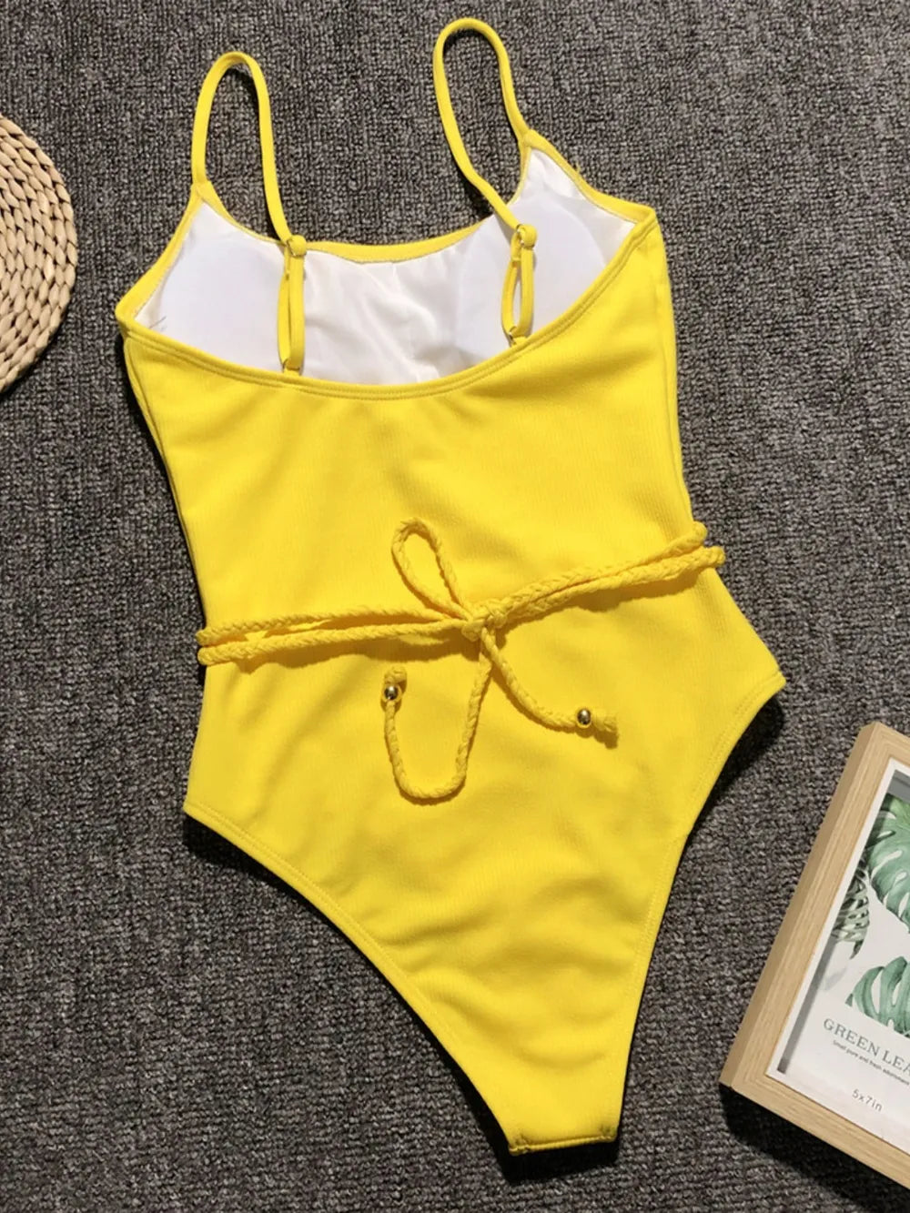 Ribbed Tie Waist One-Piece Swimsuit - Korvel