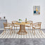 Outdoor dining set of 5 simple bamboo dinning table  PE ratten round table 110CM plastic wood top - Korvel