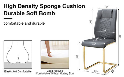 Premium Faux Leather Cushioned Dining Chairs with Metal Legs