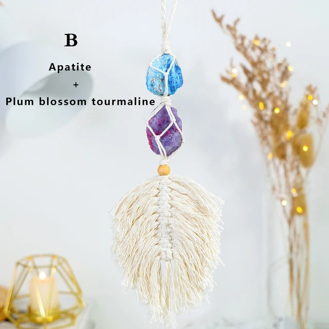 Pendentif attrape-rêves en améthyste fait main pour la décoration intérieure