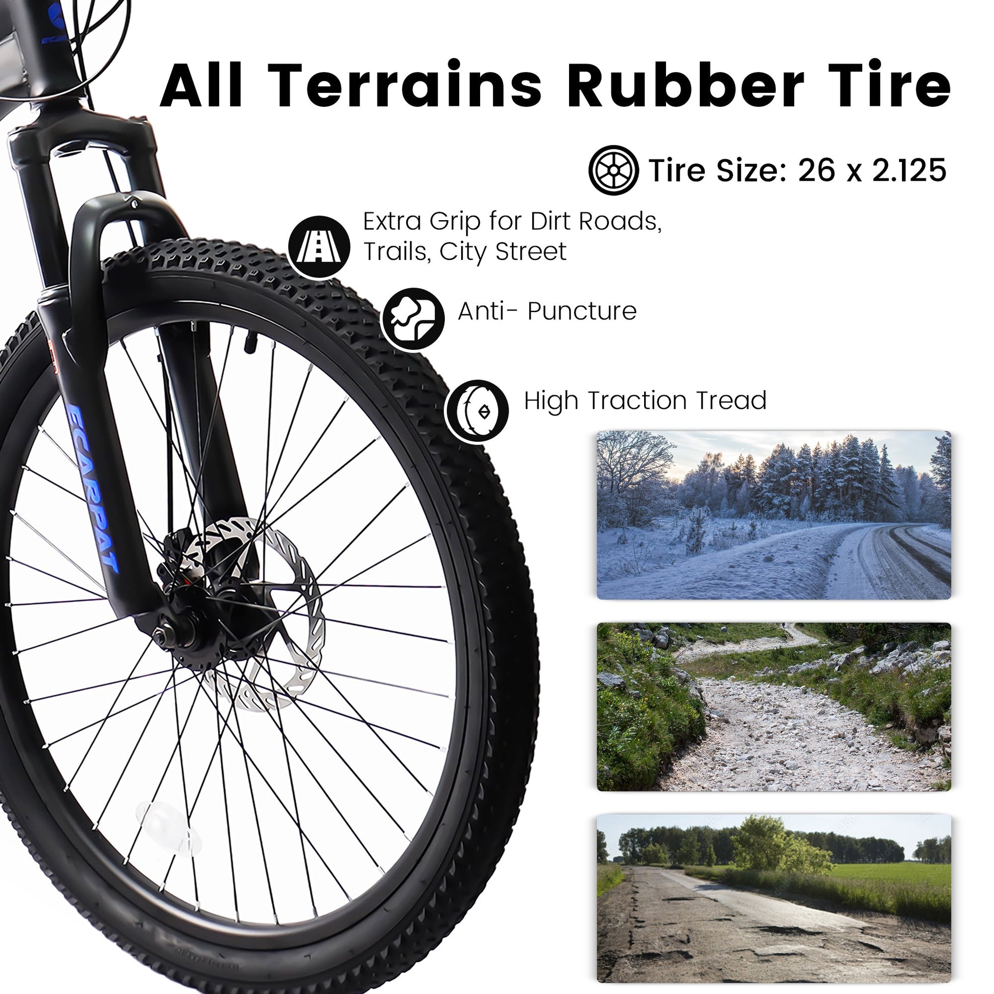 A2660 Ecarpat Mountain Bike 26 inch Wheel Carbon Steel Frame Disc Brake Thumb Shift Front Fork Rear Shock Absorber Bicycle - Korvel