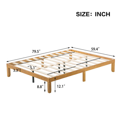 Queen Size Wood Platform Bed Frame,No Box Spring Needed,Strong Wood Slat Support, Easy Assembly - Korvel