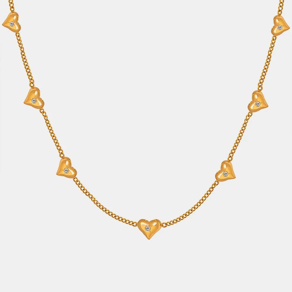 Titanium Steel Zircon Heart Necklace - Korvel
