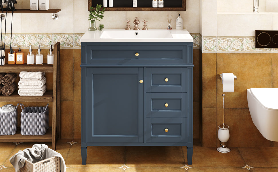Meuble de salle de bain moderne de 30 pouces avec lavabo et rangement