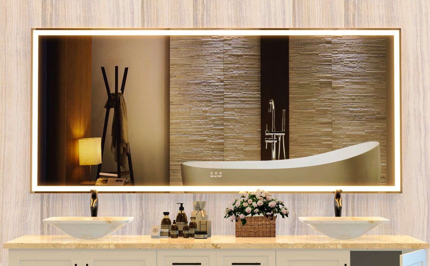 72x32 Inch LED Bathroom Mirror with 3 Color Modes