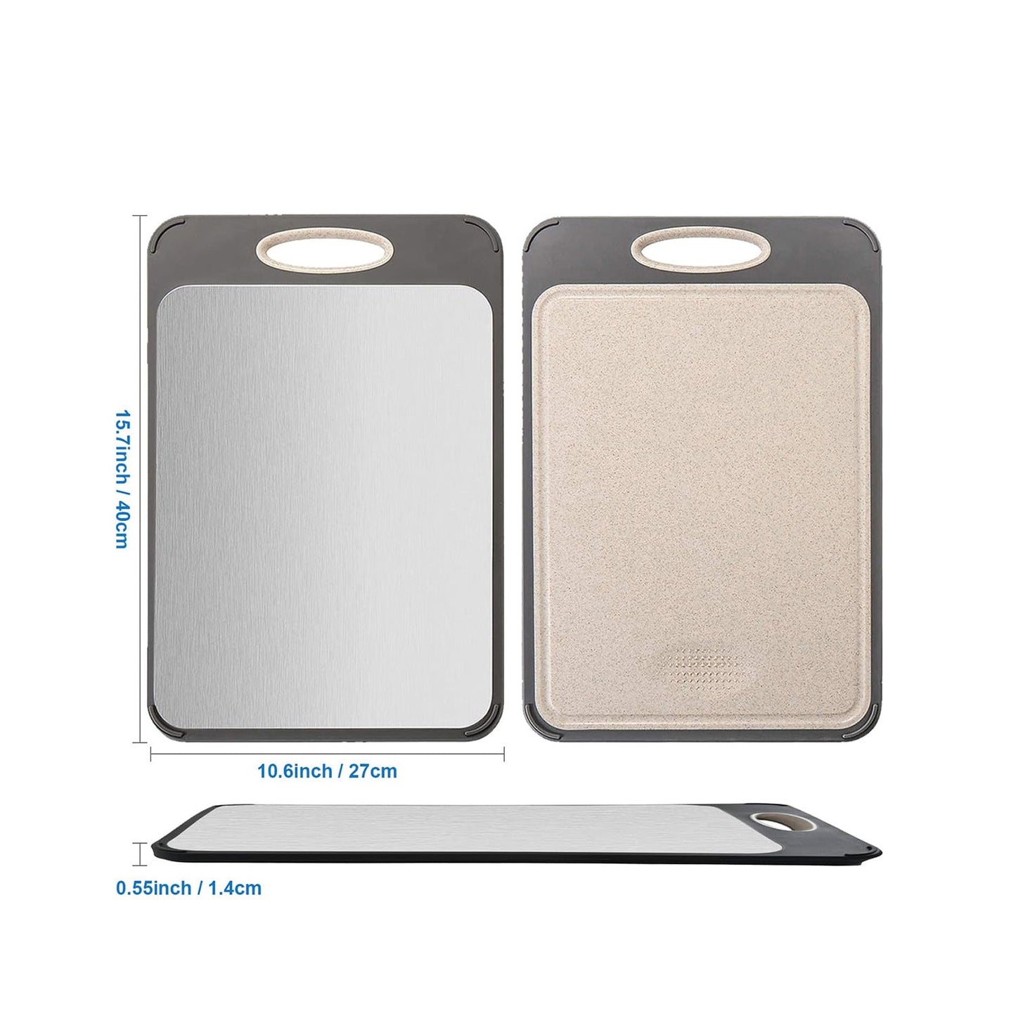Double sided plastic stainless steel cutting board for household kitchen wheat straw PP cutting board cutting board - Korvel
