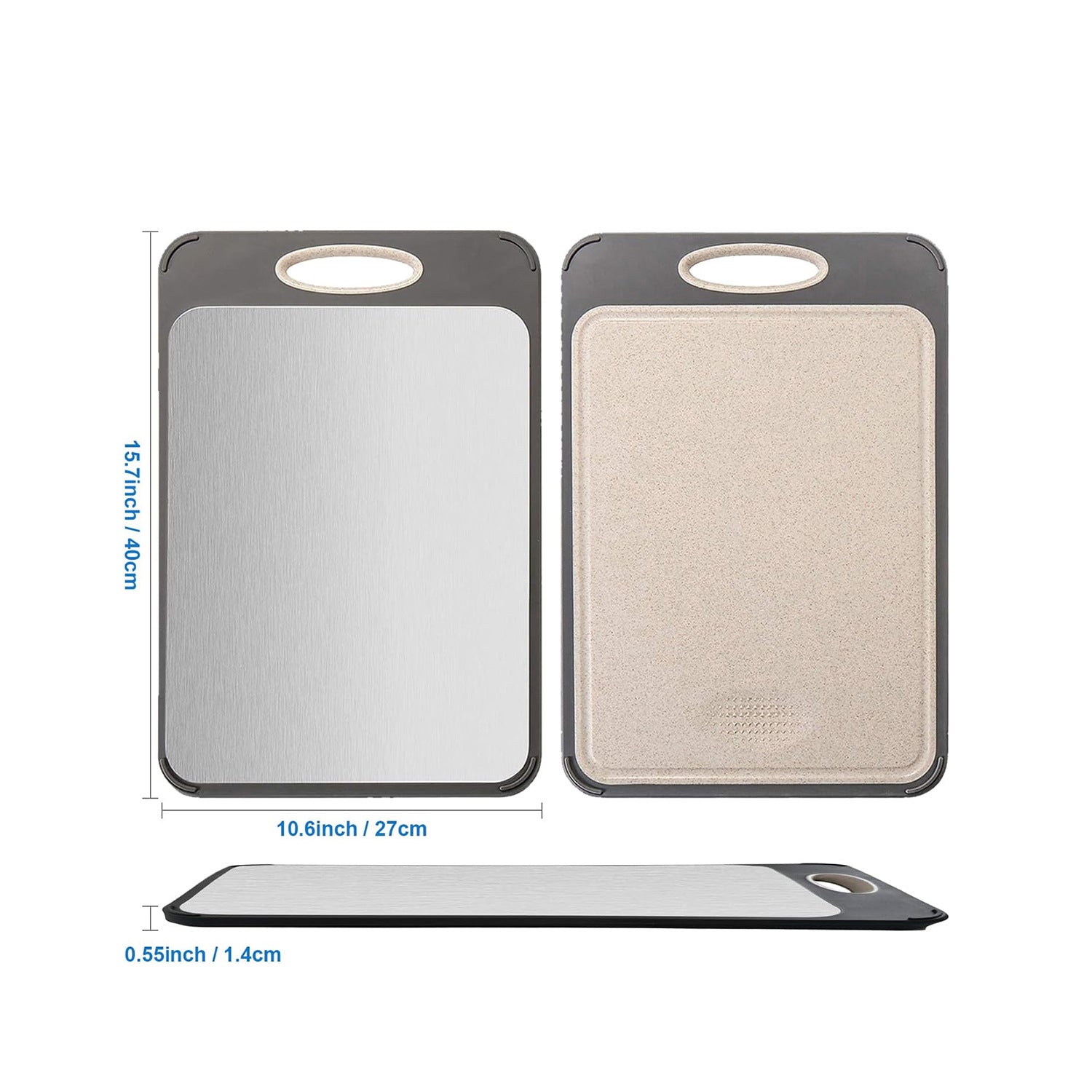 Double sided plastic stainless steel cutting board for household kitchen wheat straw PP cutting board cutting board - Korvel