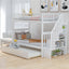 Twin over Twin Bunk Bed with Trundle and Storage  White - Korvel