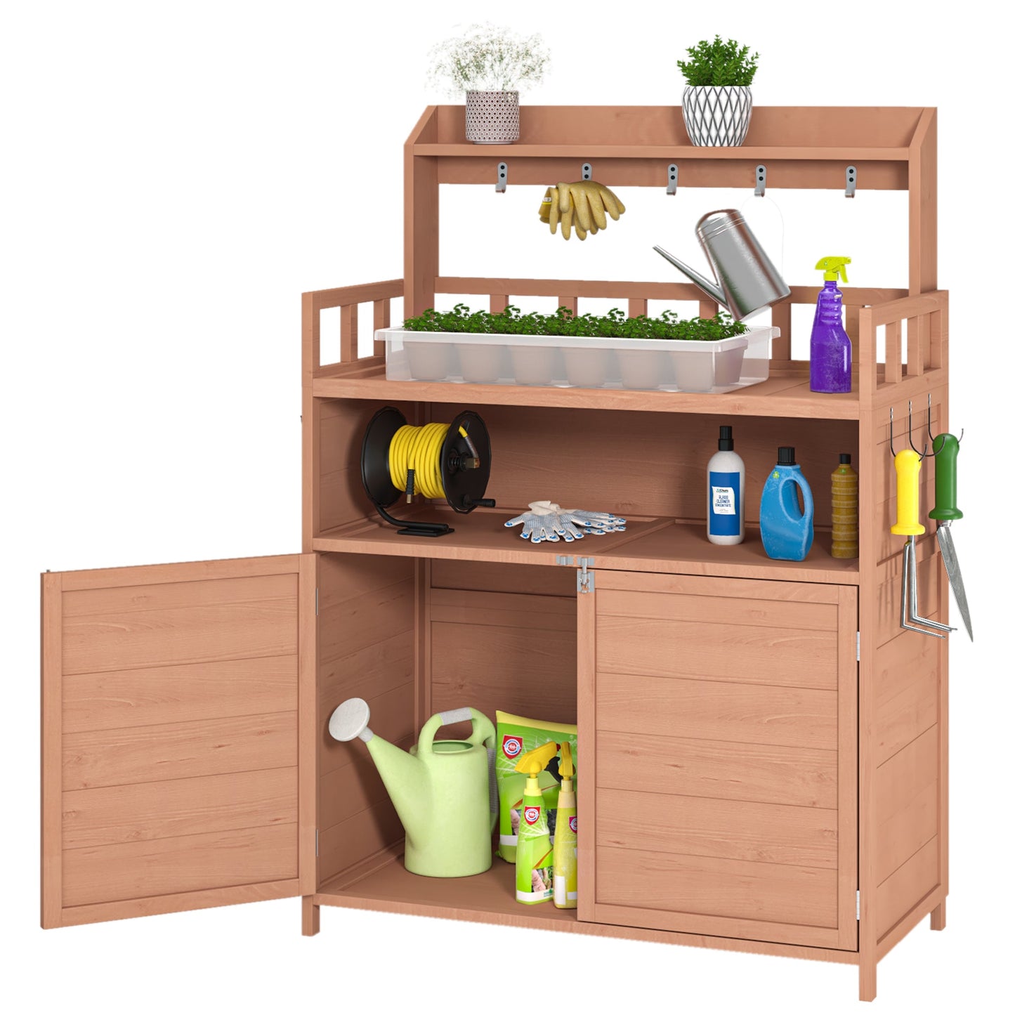 Outdoor gardening workbench with large storage cabinets and a rooftop terrace - Korvel