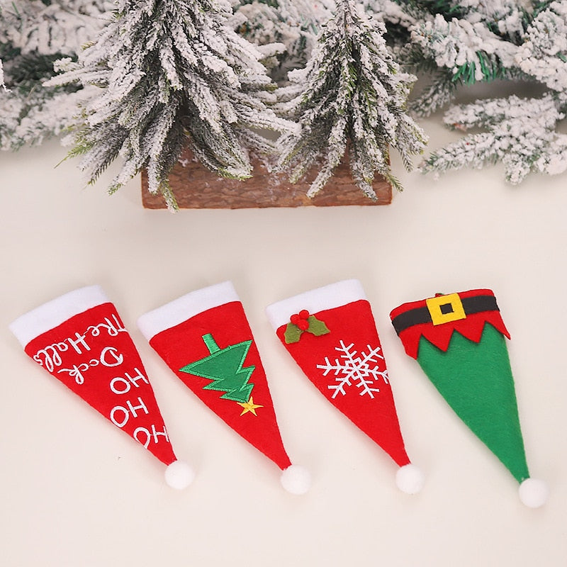 4pcs/lot New Year Christmas Gift Tableware Fork Knife Holder Bag Navidad  Noel Christmas Decorations for Home Dinner Table Decor - Korvel
