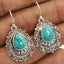 Artificial Turquoise Alloy Teardrop Dangle Earrings - Korvel