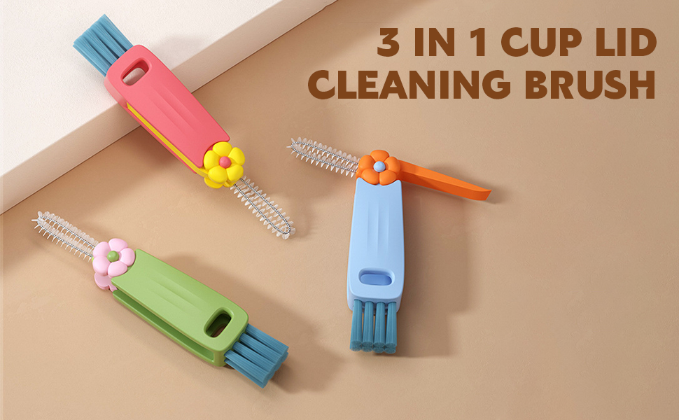 3 in 1 Cup Lid Cleaning Brush Crevice Cleaning Brush for Bottle Gap Tight Spaces Cup - Korvel