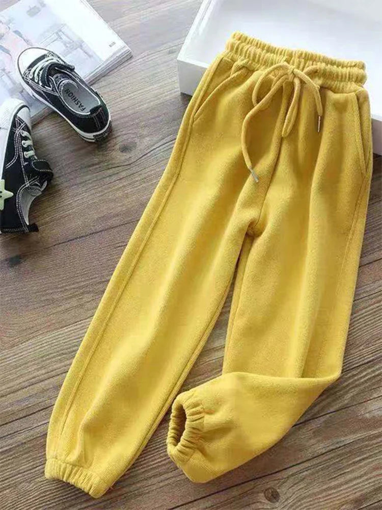 Pantalones de chándal harem lujosos y cómodos con cordón