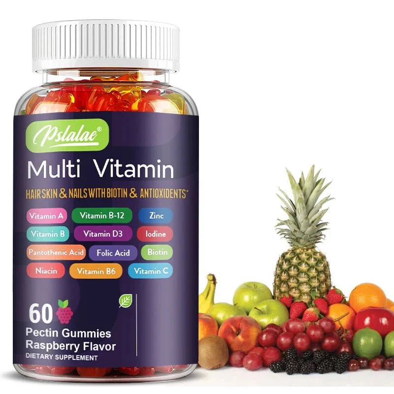 Gomitas Multivitamínicas Premium - 60 Gomitas con Sabor a Frambuesa
