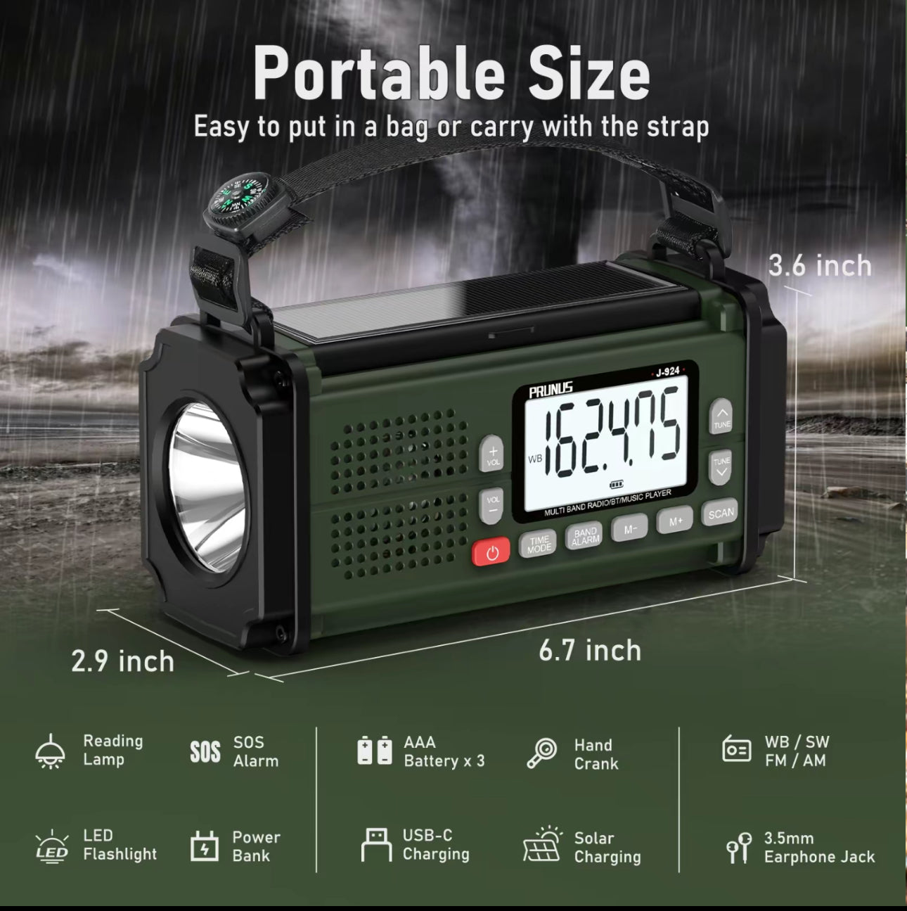 Radio StormGuard Pro - Radio Meteorológico de Emergencia con Manivela