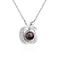Diamond studded heart-shaped projection necklace in 100 languages. I love you, heart-shaped pendant, couple necklace - Korvel