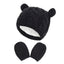 New Baby Kids Girls Boys Winter Warm Knit Hat Ear Solid Warm Cute Glove 2pcs Lovely Beanie Cap 0-18M - Korvel