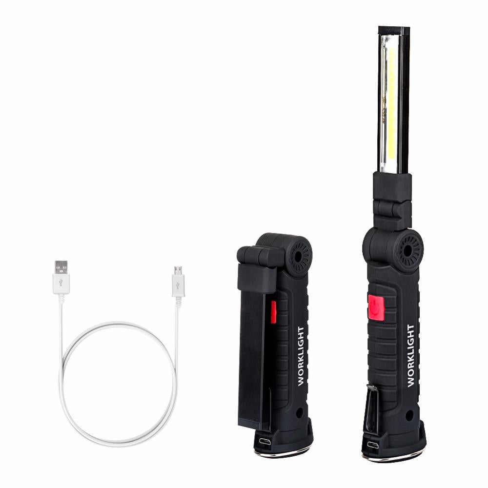 COB LED Multifunction Flashlight Hand Torch With Magnet Hook Built-in Battery - Korvel