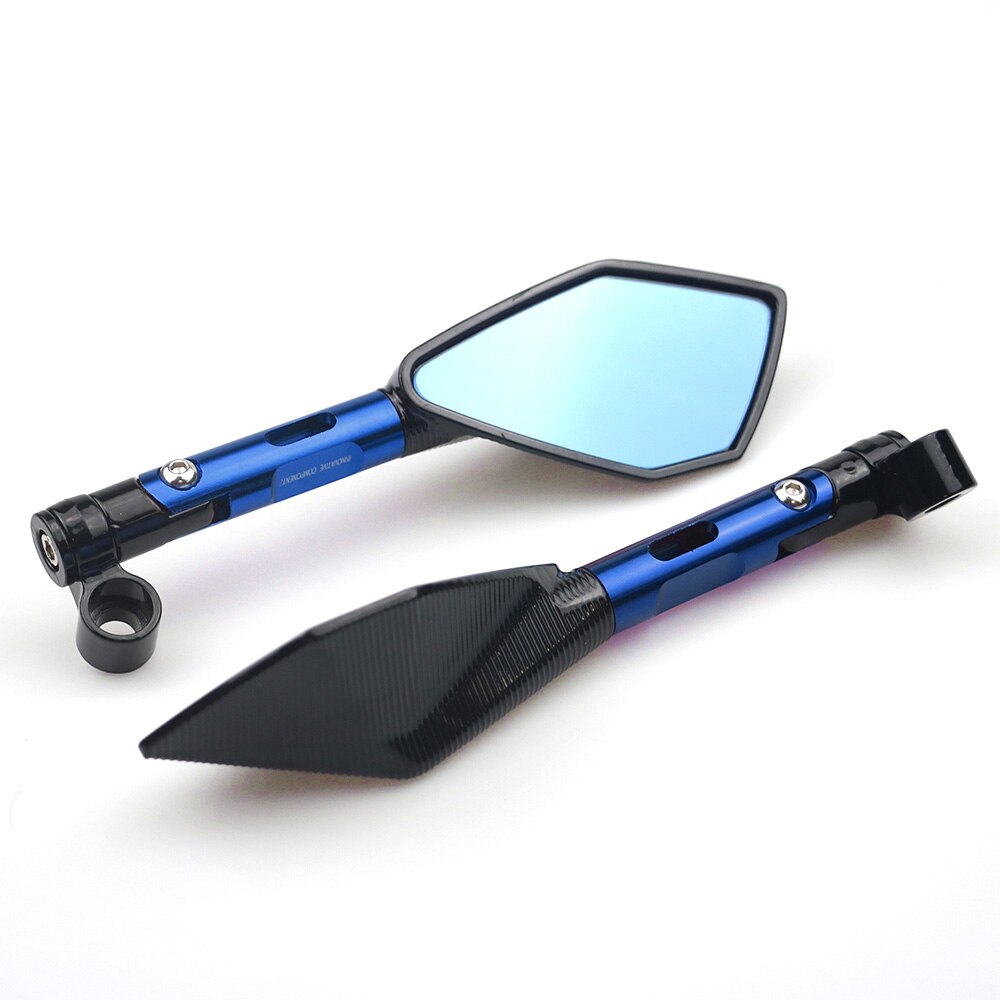 Universal CNC Aluminum Motorcycle Handlebar Rear View Mirrors Blue Anti-glare Mirror for Honda Yamaha Suzuki Scooter ktm - Korvel