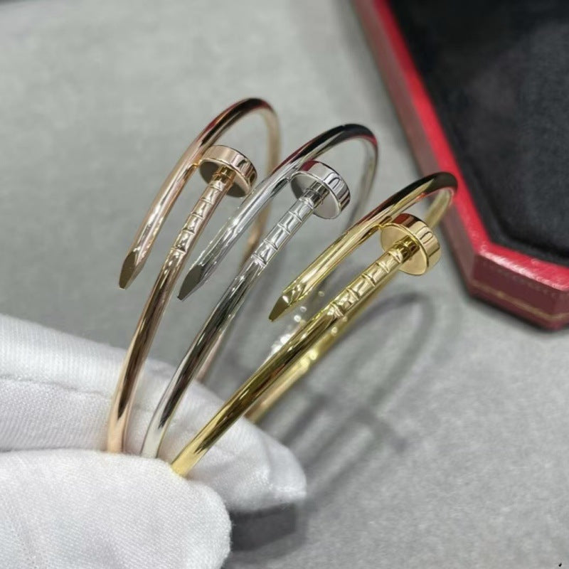 Precision Thick Plating Head and Tail Diamond Fashion Three-Circle Full Diamond Couple Bracelet - Korvel