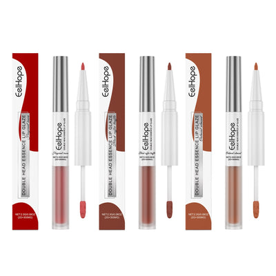 Double Head Essence Lip Line Lip Glaze Pen - 2-in-1 Gloss