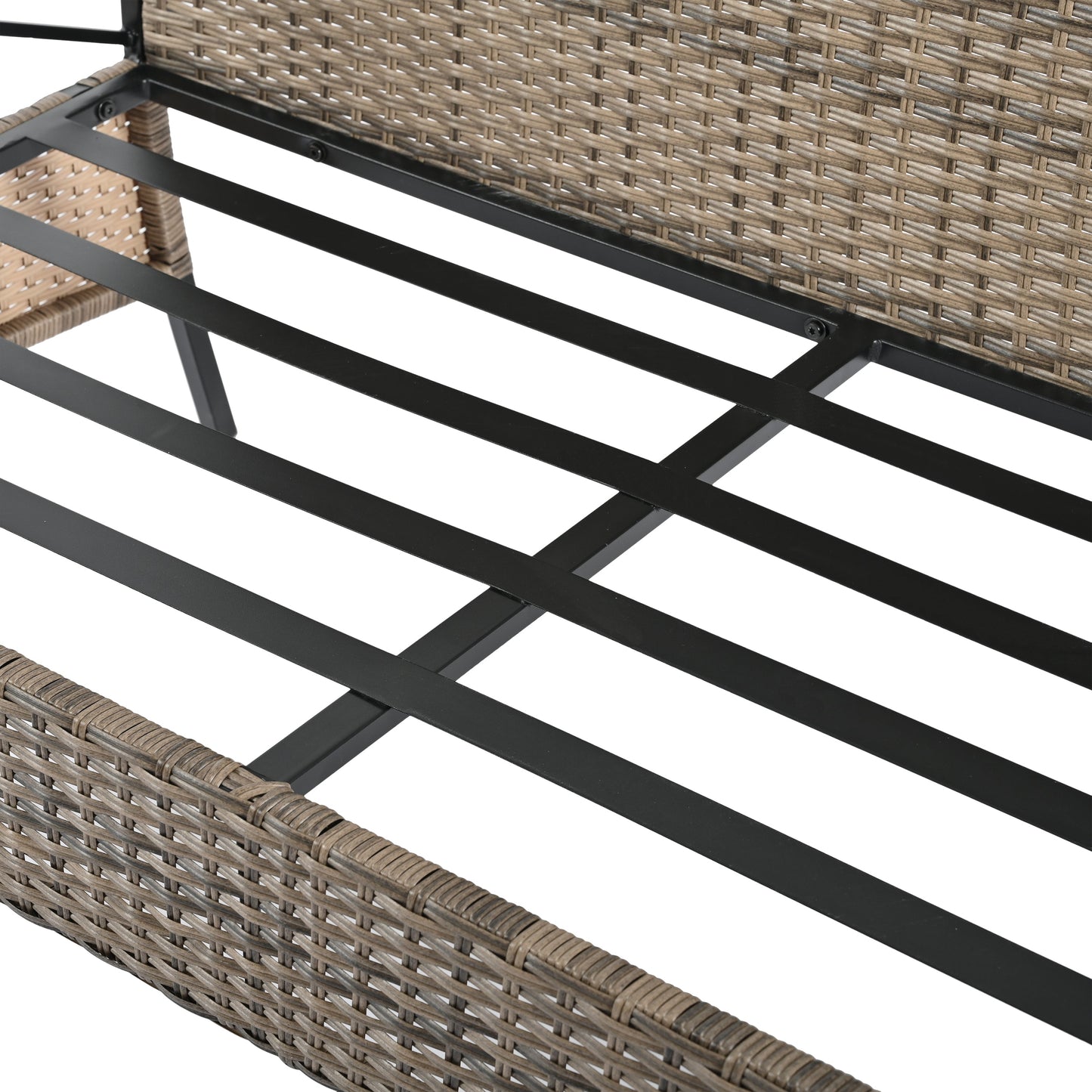 Conjunto de Muebles de Wicker para Exterior Premium con Mesa de Metal Negra