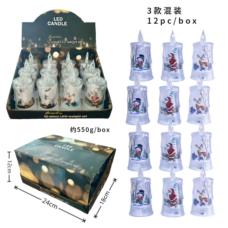 Christmas led electronic candle light Christmas snowman elk decoration luminous night light atmosphere light ornaments - Korvel