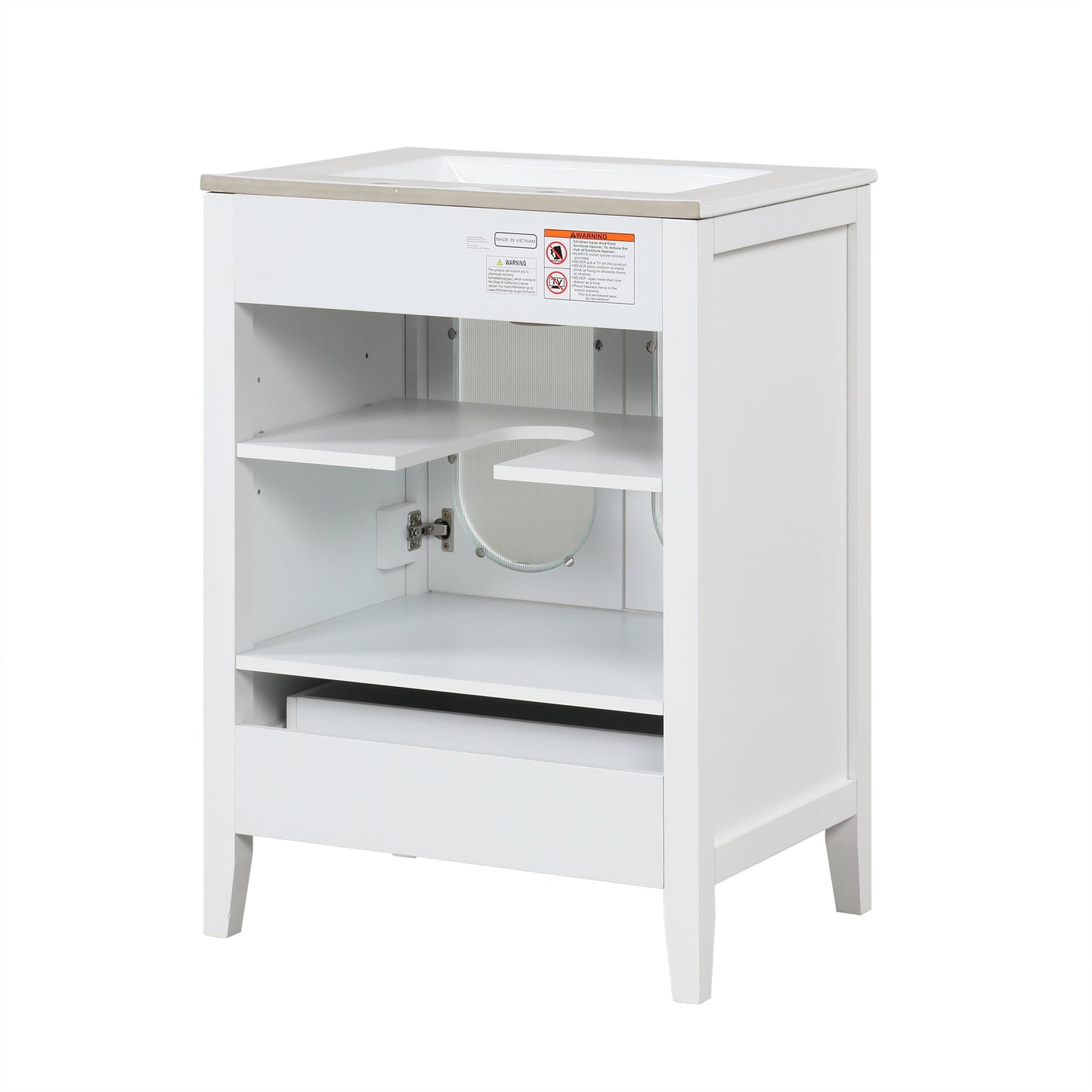 Meuble de salle de bain blanc de 24" avec lavabo et rangement