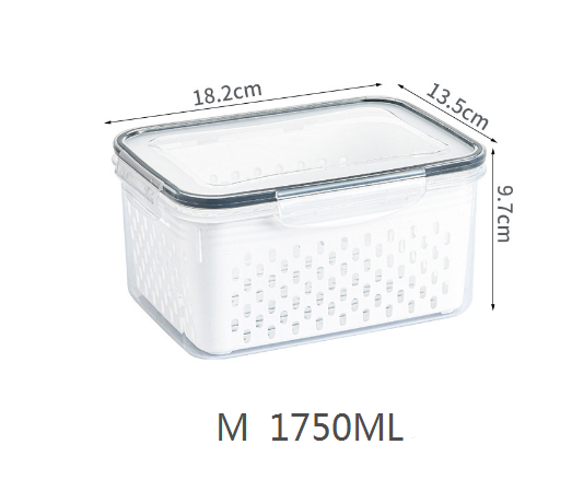 Kitchen food sealed preservation box fruit and vegetable drainage plastic storage box with lid - Korvel