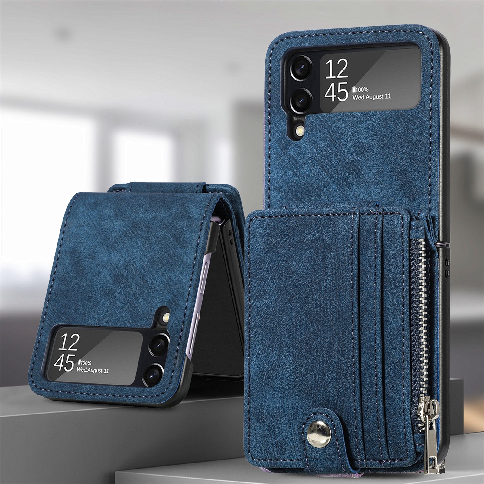 Suitable for Samsung Galaxy Z Flip4 folding phone case zipper card insertion protective cover Z Flip3 flip cover - Korvel