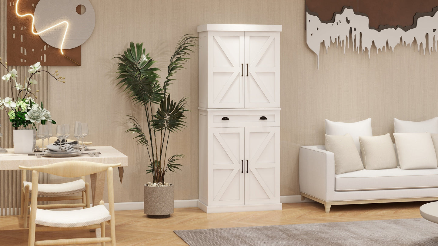 Elegant 71" Kitchen Pantry Storage Cabinet with Adjustable Shelves