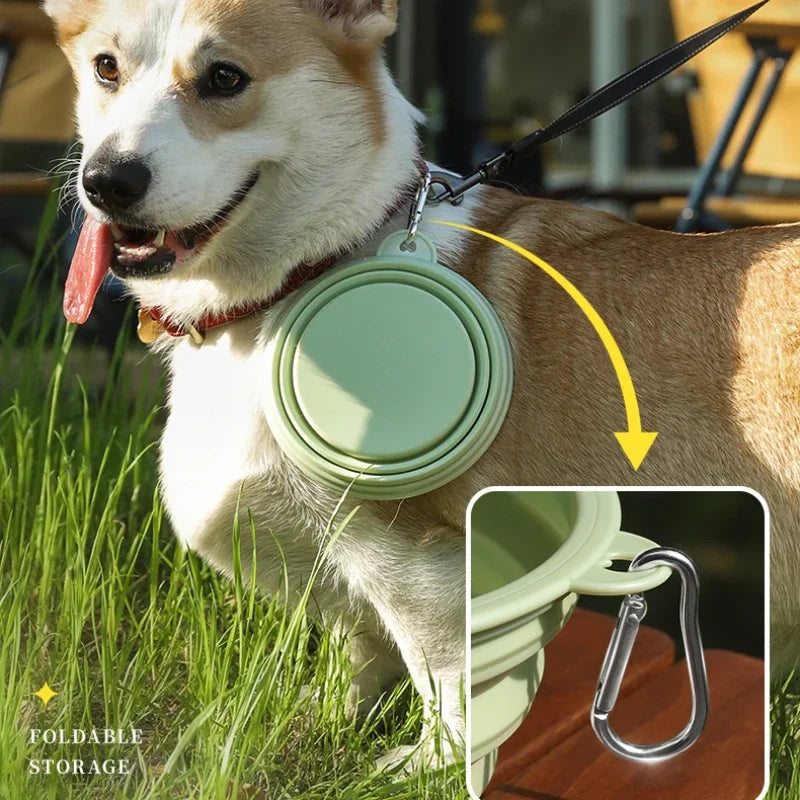 Dog Feeders Folding Silicone Bowl Outdoor Travel Foldable Portable Cat Dog Food Water Container Feeding Tray Bowl Pet Supplies - Korvel
