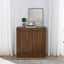 Medieval side panel with 2 sliding doors and solid wood decorative strips, storage cabinet - Korvel