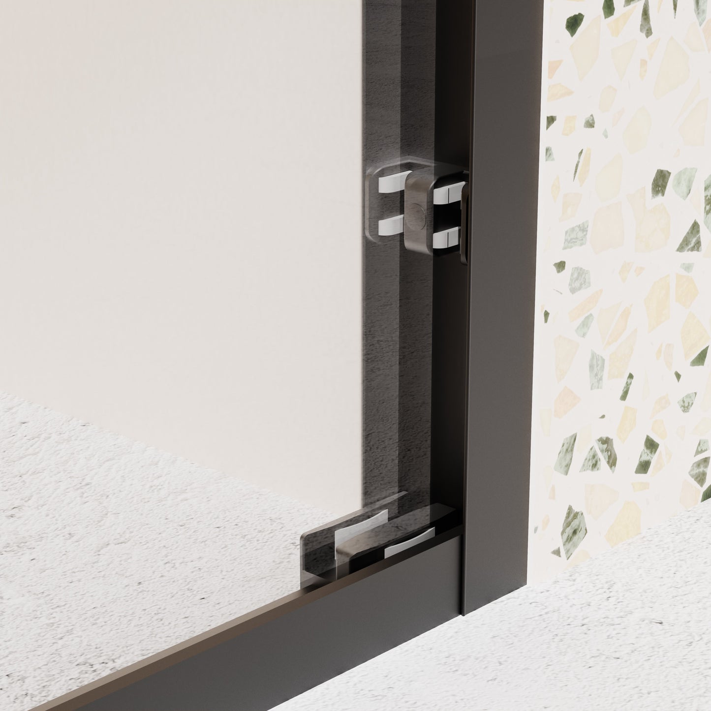 44 "-48" wide * 72 "high semi frameless double sliding shower door 1/4" (6mm) thick SGCC tempered glass door, matte black - Korvel