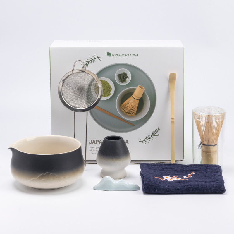 Premium 8-piece Matcha Set: Ceramic Chawan, whisky gift box, Matcha tools – for tea lovers - Korvel