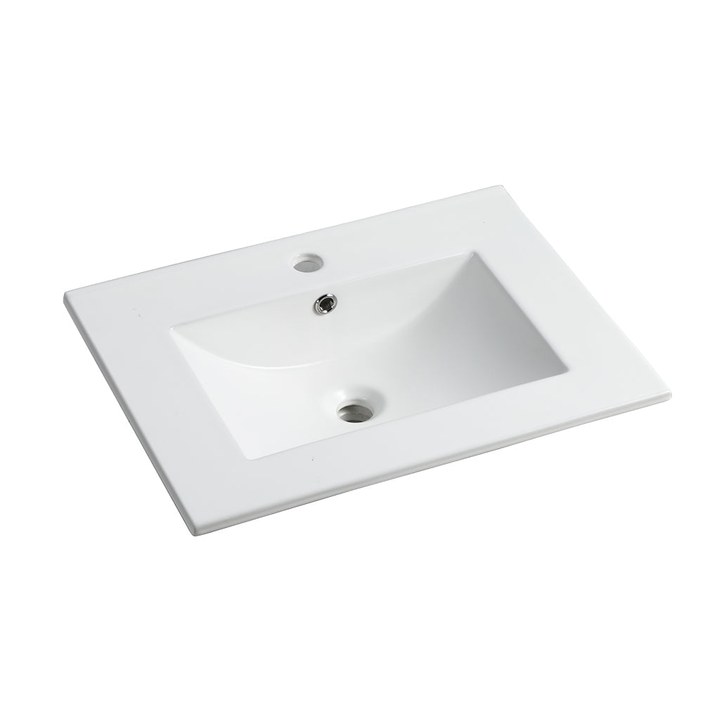 Basin de lavabo en céramique blanche premium de 24 pouces