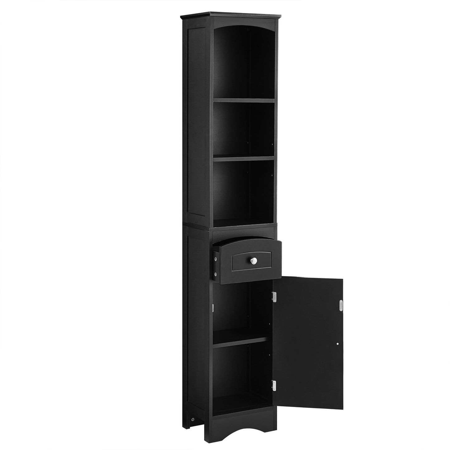 Armoire de Salle de Bain Élégante et Haute avec Étagère Réglable - Noir