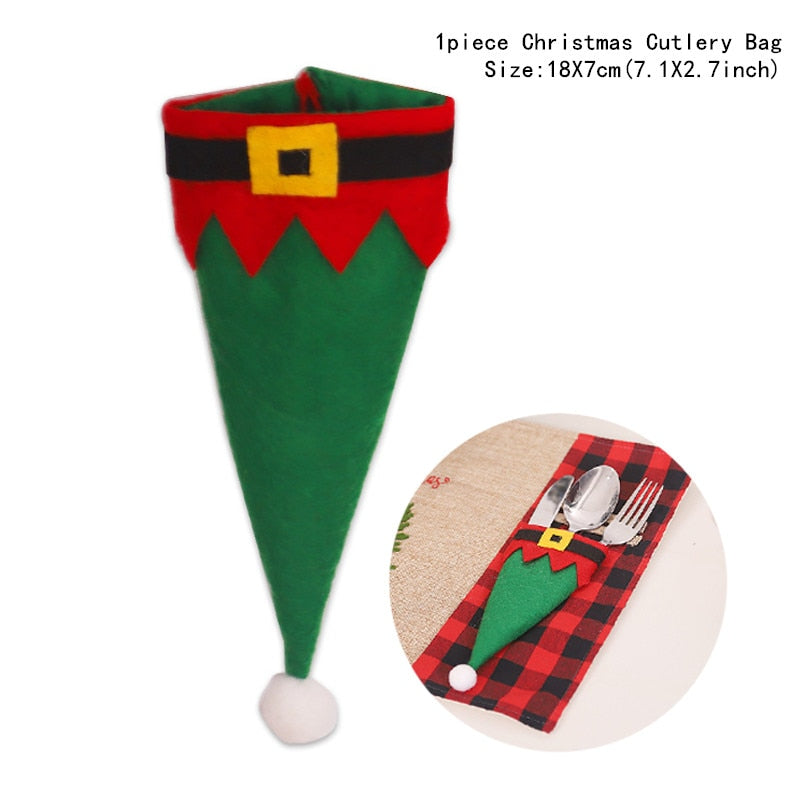 4pcs/lot New Year Christmas Gift Tableware Fork Knife Holder Bag Navidad  Noel Christmas Decorations for Home Dinner Table Decor - Korvel