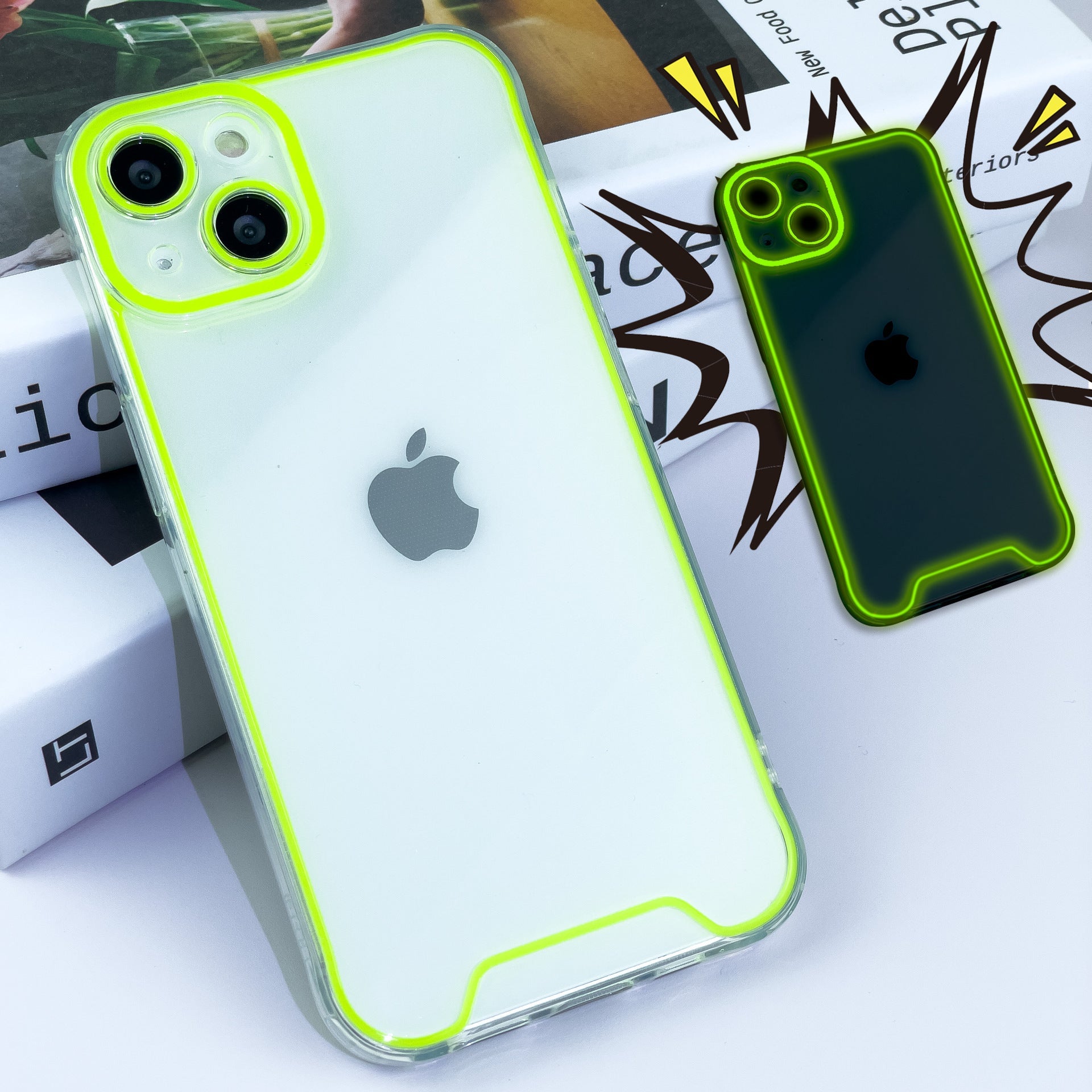 Suitable for iPhone 15 Promax luminous phone case Apple 13/12 transparent material silicone protective case - Korvel