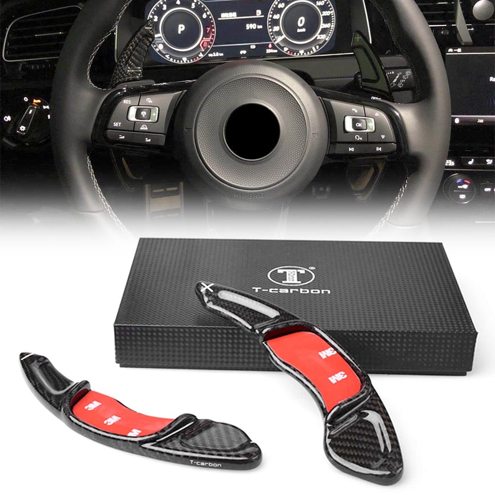 Real Carbon Fiber Car Steering Wheel Shift Paddle For Volkswagen VW Golf 7 GTI MK7 R 2015-17 Sagitar GLI 2016-17 POLO GTi 15-17 - Korvel
