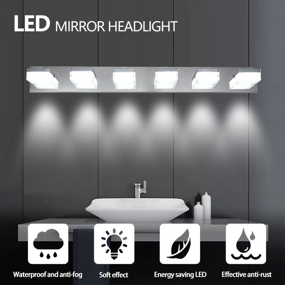 Applique de miroir LED moderne à 6 lumières en chrome