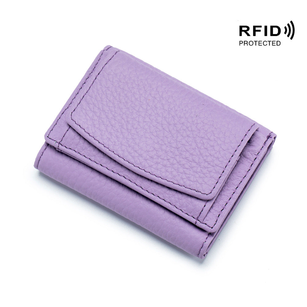 Cartera Mini de Cuero Genuino para Mujeres con Protección RFID